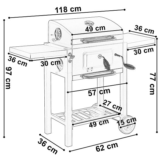 Záhradný uhlíkový gril CARBON čierny