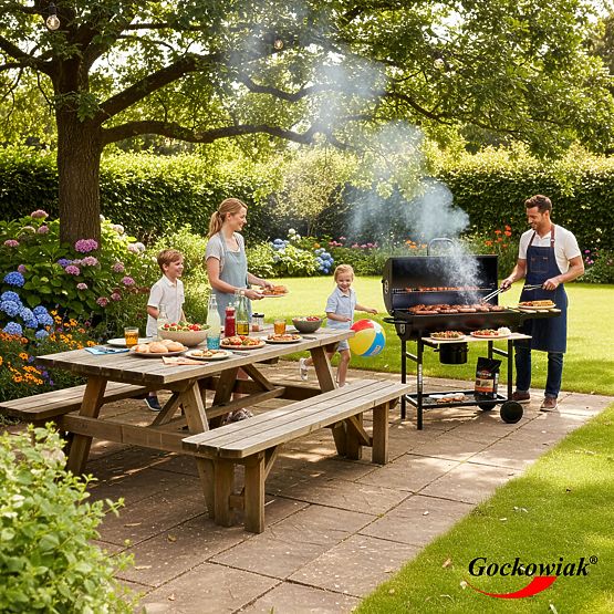 Záhradný uhlový gril 2 rošty popolník BAREL WOOD