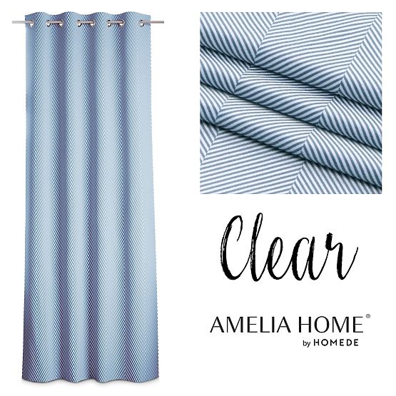 Záves CLEAR farba tmavomodrá tlačený motív boho štýl klasický strieborné kovové priechodky