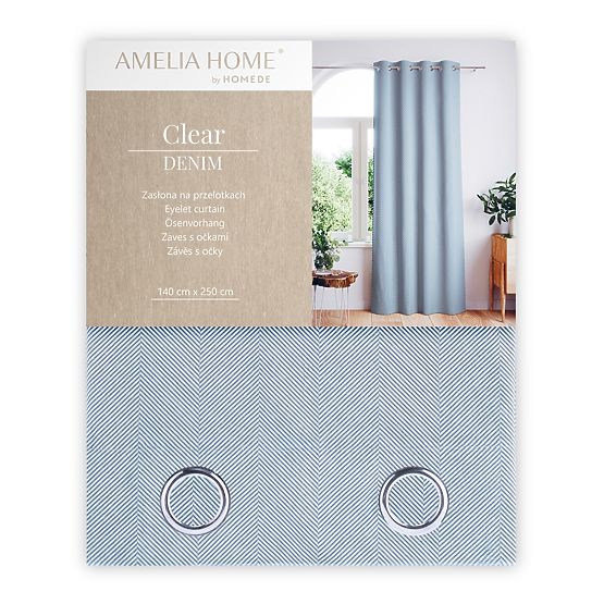 Záves CLEAR farba tmavomodrá tlačený motív boho štýl klasický strieborné kovové priechodky