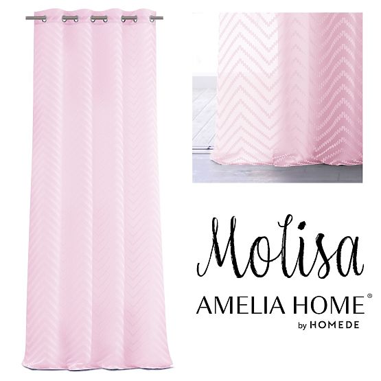 Záves MOLISA ružová farba vyšívaný motív boho strieborné priechodky voál 140x270 ameliahome