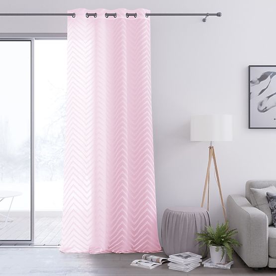 Záves MOLISA ružová farba vyšívaný motív boho strieborné priechodky voál 140x270 ameliahome