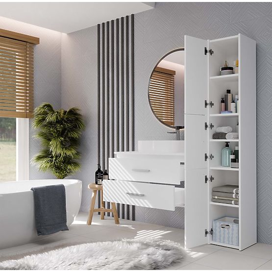 ZÁVESNÁ KÚPEĽŇOVÁ SKRINKA NEL 80 BIELA S 2 ZÁSUVKAMI POD UMÝVADLO