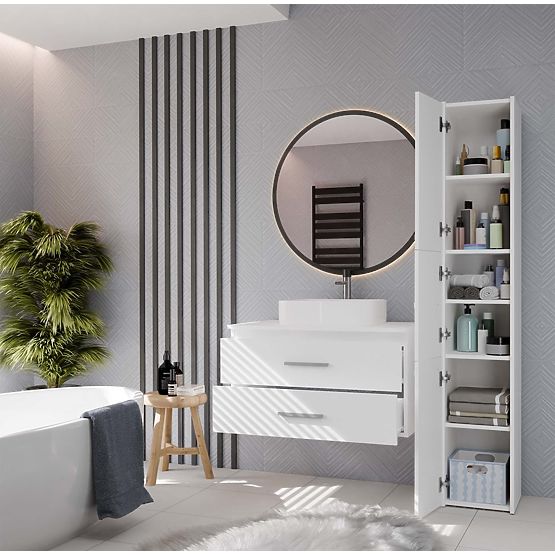 ZÁVESNÁ KÚPEĽŇOVÁ SKRINKA NEL 80 BIELA S 2 ZÁSUVKAMI POD UMÝVADLO