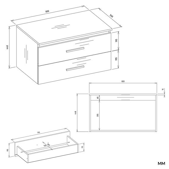 ZÁVESNÁ KÚPEĽŇOVÁ SKRINKA NEL 80 BIELA S 2 ZÁSUVKAMI POD UMÝVADLO
