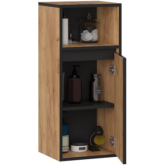 ZÁVESNÁ KÚPEĽŇOVÁ SKRINKA VAMI W35 1D 1W DUB CRAFT / ČIERNA