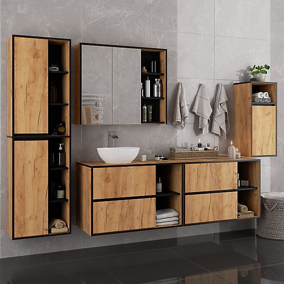 ZÁVESNÁ KÚPEĽŇOVÁ SKRINKA VAMI W35 1D 1W DUB CRAFT / ČIERNA