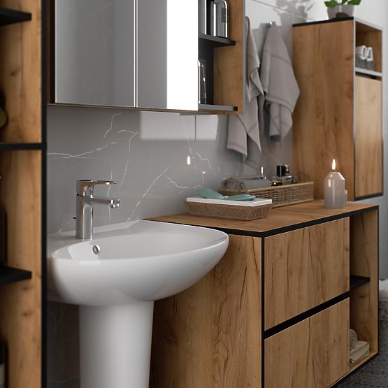 ZÁVESNÁ KÚPEĽŇOVÁ SKRINKA VAMI W35 1D 1W DUB CRAFT / ČIERNA