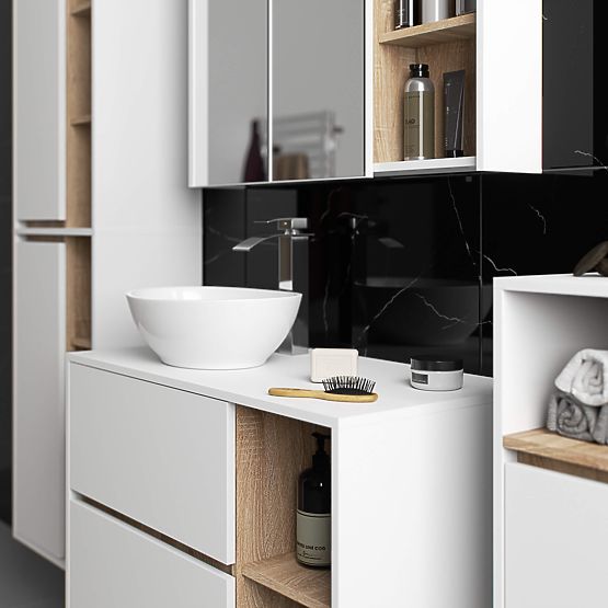 ZÁVESNÁ KÚPEĽŇOVÁ SKRINKA VAMI W50 2D 6P BIELA / DUB SONOMA