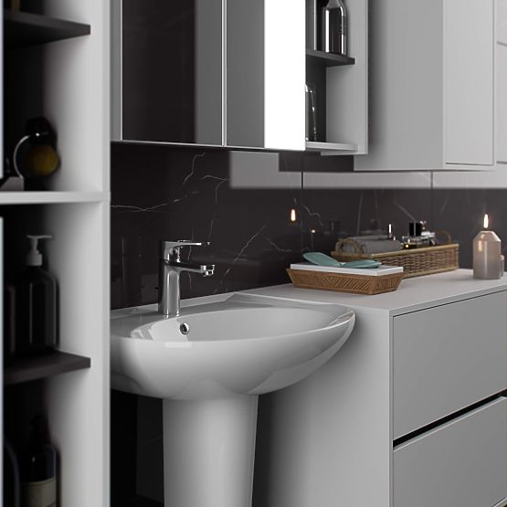 ZÁVESNÁ KÚPEĽŇOVÁ SKRINKA VAMI W50 2D 6P BIELA / GRAFITOVO SIVÁ