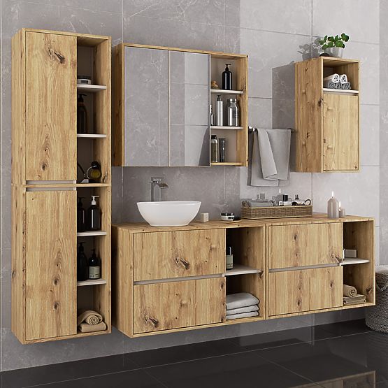 KÚPEĽŇOVÁ ZÁVESNÁ SKRINKA VAMI W50 DUB ARTISAN / KAŠMÍR