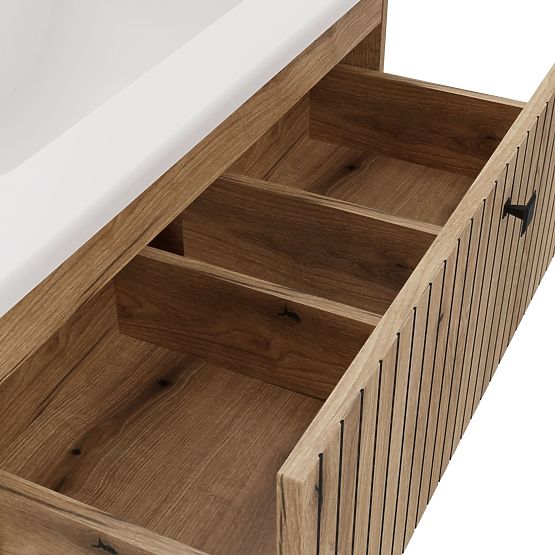 ZÁVESNÁ SKRINKA POD UMÝVADLO TIGO 80 2S DUB EVOKE 2 ZÁSUVKY DRÁŽKOVANÝ ČELNÝ PANEL