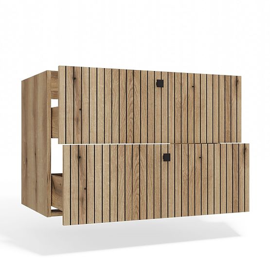 ZÁVESNÁ SKRINKA POD UMÝVADLO TIGO 80 2S DUB EVOKE 2 ZÁSUVKY DRÁŽKOVANÝ ČELNÝ PANEL