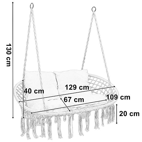 Závesné kreslo Bocianie hniezdo LAGOS čierne s vankúšmi