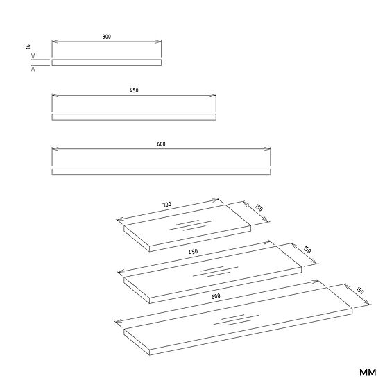Závesné police TOBI 3P DUB ARTISAN