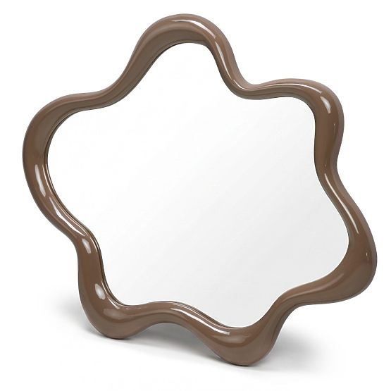 Závesné zrkadlo Izzi, nepravidelné, svetlo hnedé/mocha, lesklé