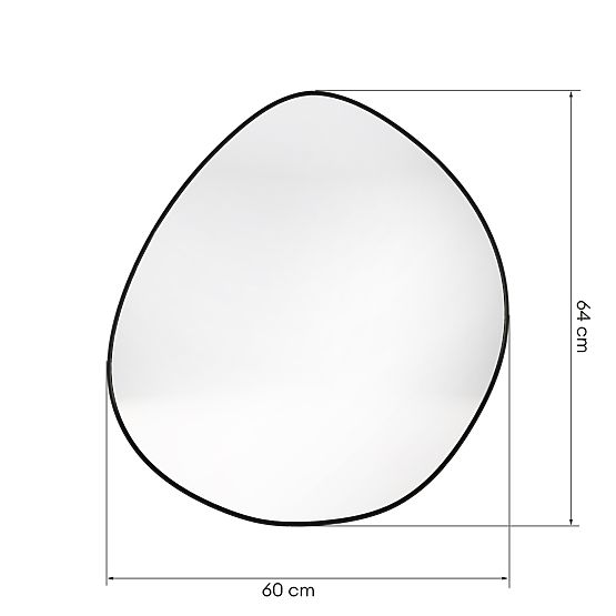 Závesné zrkadlo v čiernom ráme Alonzo, 64x60 cm, nepravidelný tvar