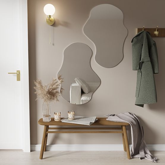 Závesné zrkadlo v čiernom ráme Zoe, 80x55 cm, nepravidelný tvar