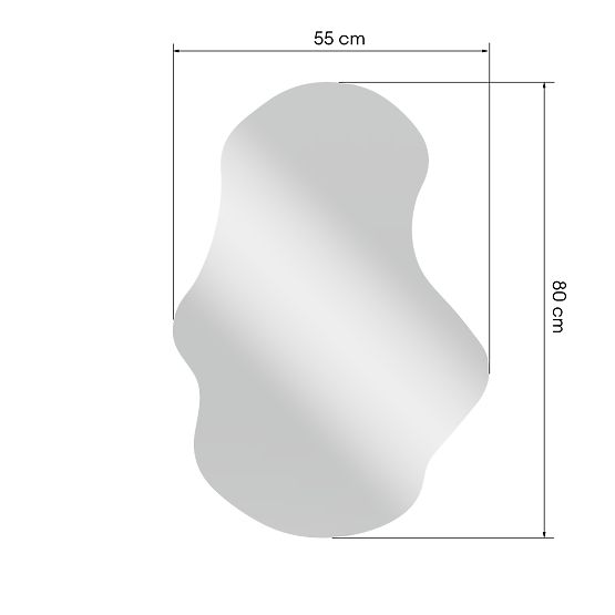 Závesné zrkadlo v čiernom ráme Zoe, 80x55 cm, nepravidelný tvar