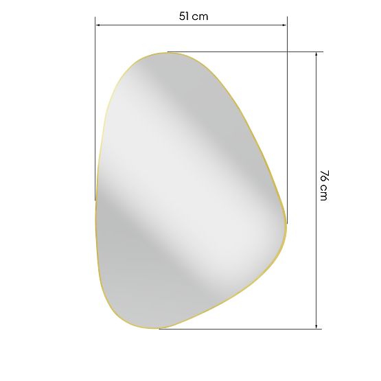 Závesné zrkadlo v zlatom ráme Libia, 76x51 cm, nepravidelný tvar