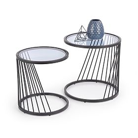 ANTILLA sada 2 stolíkov čierny / dymový (1p=1ks)