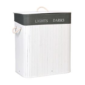 Bambusový kôš na bielizeň 2 komory bielo-sivý