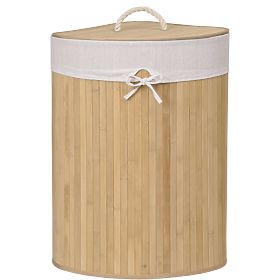 Bambusový rohový kôš na prádlo s vekom natural 60L