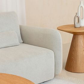 Bočný stolík Abisko, 60 cm, okrúhly, prírodná dubová dyha