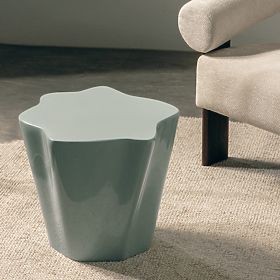 Bočný stolík Bow 49 cm, šalviový, lesklý, oblé tvary