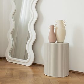 Bočný stolík Ermanno, 35 cm, šedobéžový, ryhovaný, lectus