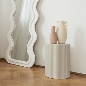 Bočný stolík Ermanno, 35 cm, šedobéžový, ryhovaný