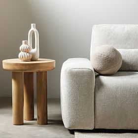 Bočný stolík Limali 50 cm, okrúhly, mangové drevo, oblé tvary