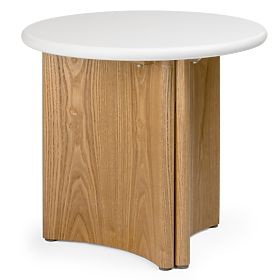 Bočný stolík Marlo II 50 cm, krémovo biely/dub, mikrocement