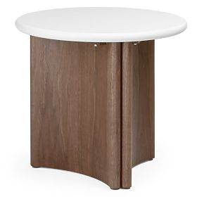 Bočný stolík Marlo II 50 cm, krémovo biely/orech, mikrocement
