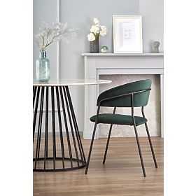 BRODWAY stôl doska - biely mramor, noha - čierna (2p=1ks)