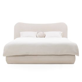 Čalúnená posteľ Derry 140x200 cm, s roštom a úložným priestorom, zaoblená, béžová