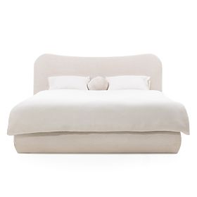 Čalúnená posteľ Derry 160x200 cm, s roštom a úložným priestorom, zaoblená, béžová, lectus