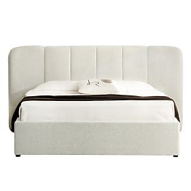 Čalúnená posteľ Snoovia 160x200 cm, s roštom a úložným priestorom, svetlo béžová, lectus