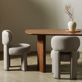 Čalúnená stolička Falone šedobéžová, boucle, oblé tvary