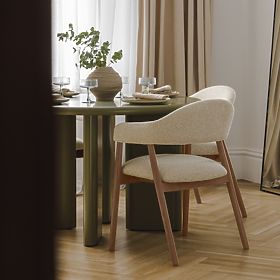 Čalúnená stolička Sorrento, béžová, boucle/svetlý orech, lectus