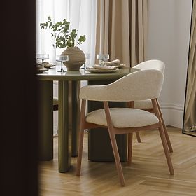 Čalúnená stolička Sorrento, béžová, boucle/svetlý orech