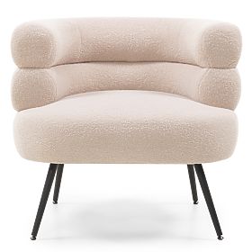 Čalúnené kreslo/stolička Leya béžové, zaoblené, čierne nohy