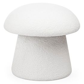 Čalúnený puf Cap, biely, boucle, oblé tvary