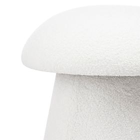 Čalúnený puf Cap, biely, boucle, oblé tvary