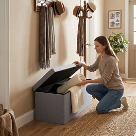 Čalúnený taburet 111x38 cm s úložným priestorom svetlosivý ModernHome, MODERNHOME