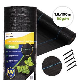 Čierna agrotextília UV 90g proti burinám rohož 1,6x100m kolíky MulltiGarden, MultiGarden