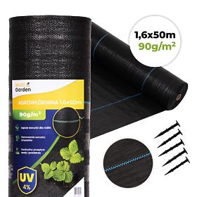 Čierna agrotextília UV 90g proti burine 1,6x50m kolíky MulltiGarden, MultiGarden