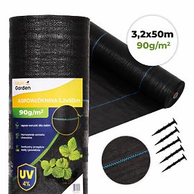Čierna agrotextília UV 90g proti burine rohož 3,2x50m kolíky MulltiGarden, MultiGarden