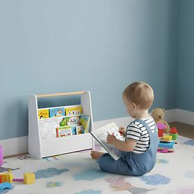 Detská knižnica Montessori regál na knihy organizér 2 úrovne biely ECOTOYS