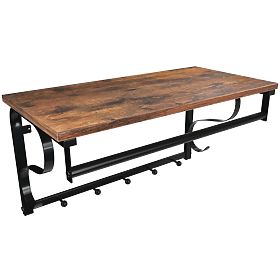 Drevená polica s vešiakmi na oblečenie LOFT, LEOBERT